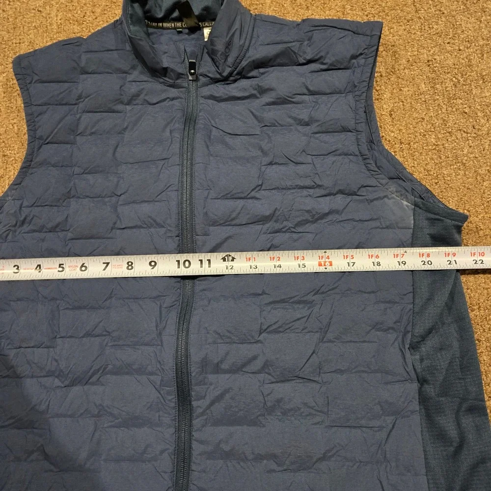Adidas Puffer Vest Mens M Blue Frostguard Full Zip Quilted‎ Down Insulated Golf